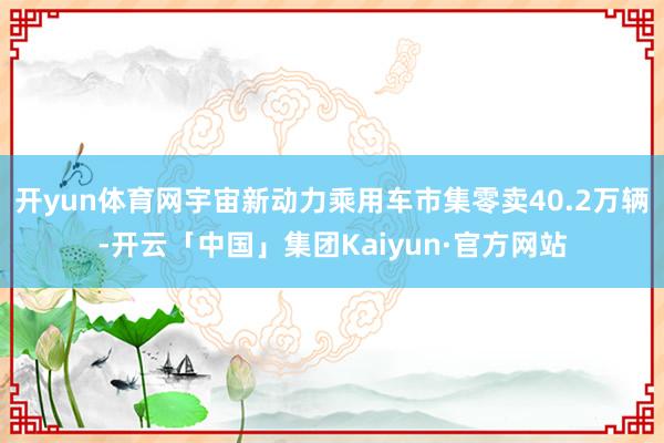 开yun体育网宇宙新动力乘用车市集零卖40.2万辆-开云「中国」集团Kaiyun·官方网站