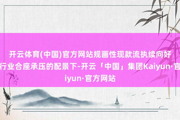 开云体育(中国)官方网站规画性现款流执续向好 在消耗行业合座承压的配景下-开云「中国」集团Kaiyun·官方网站